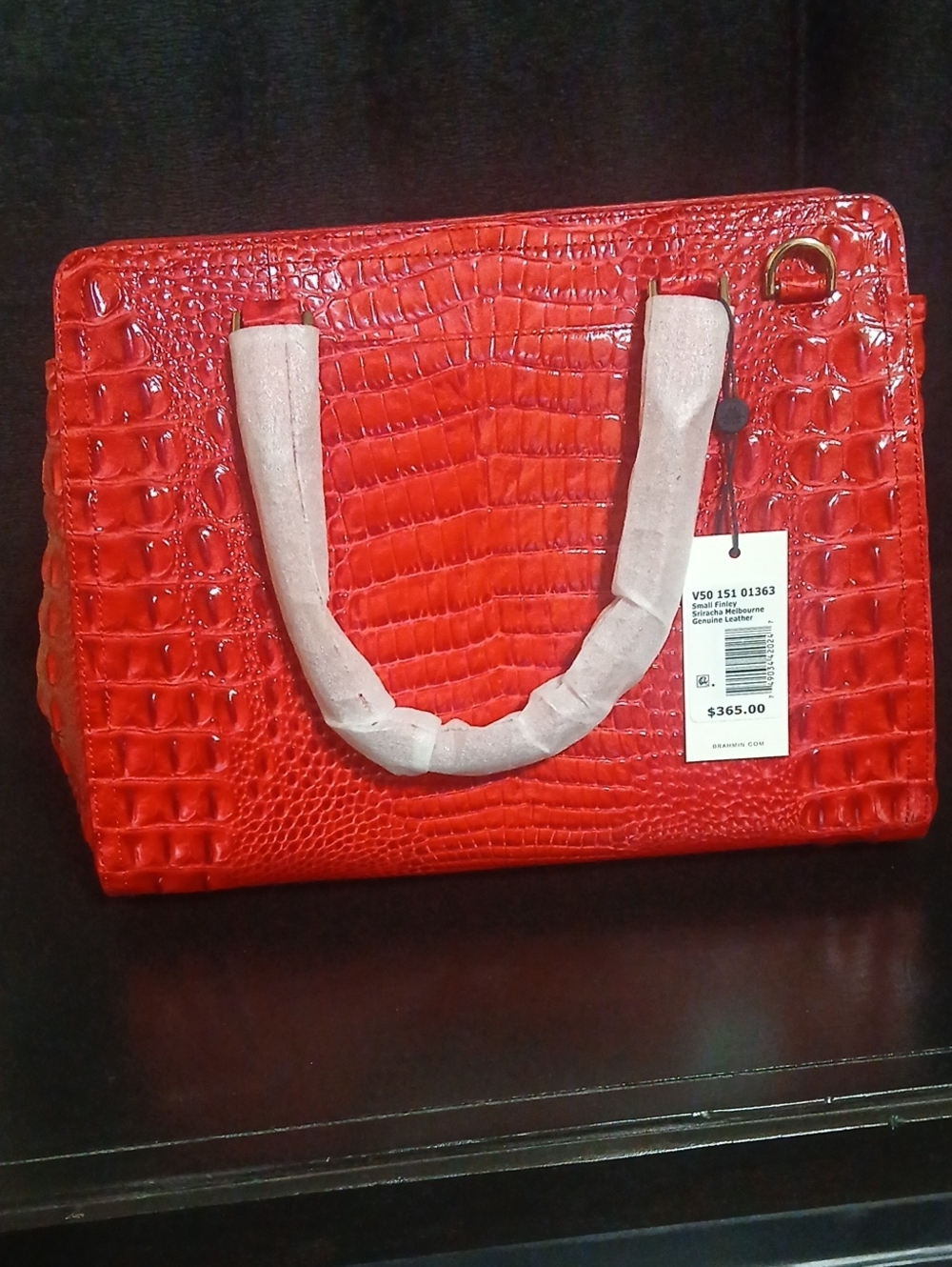 Brahmin Red Croc-Embossed Satchel